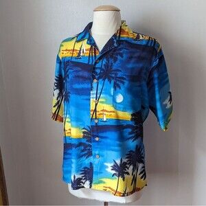 Vintage Tropical Sunset Short Sleeve Hawaiian Shirt Size M